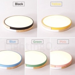 Lámpara de techo redonda de madera multicolor regulable con pantalla acrílica, estilo nórdico.