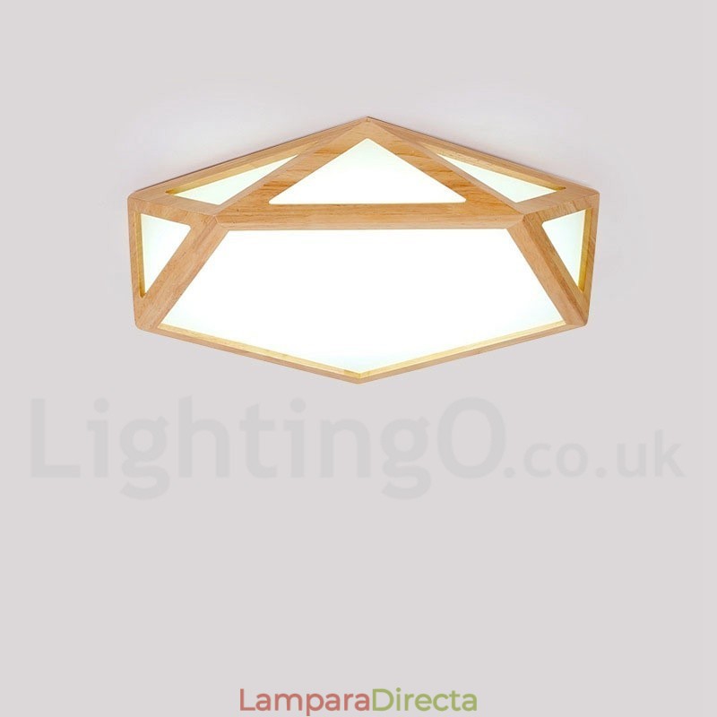 Lámpara de techo de madera regulable de varios estilos con pantalla acrílica, estilo nórdico