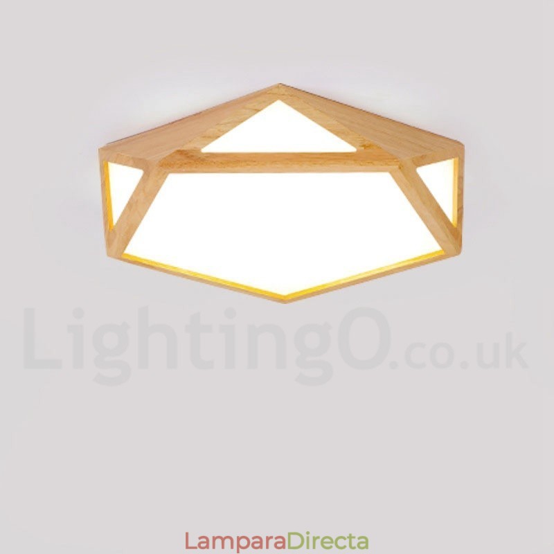 Lámpara de techo de madera regulable de varios estilos con pantalla acrílica, estilo nórdico