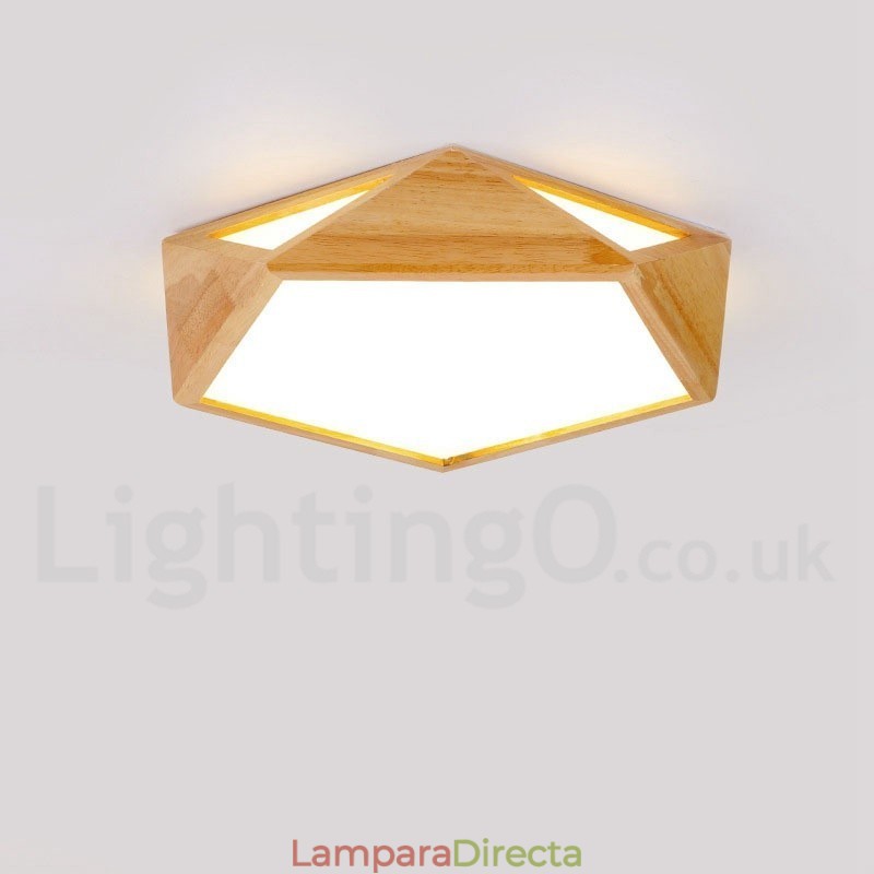 Lámpara de techo de madera regulable de varios estilos con pantalla acrílica, estilo nórdico