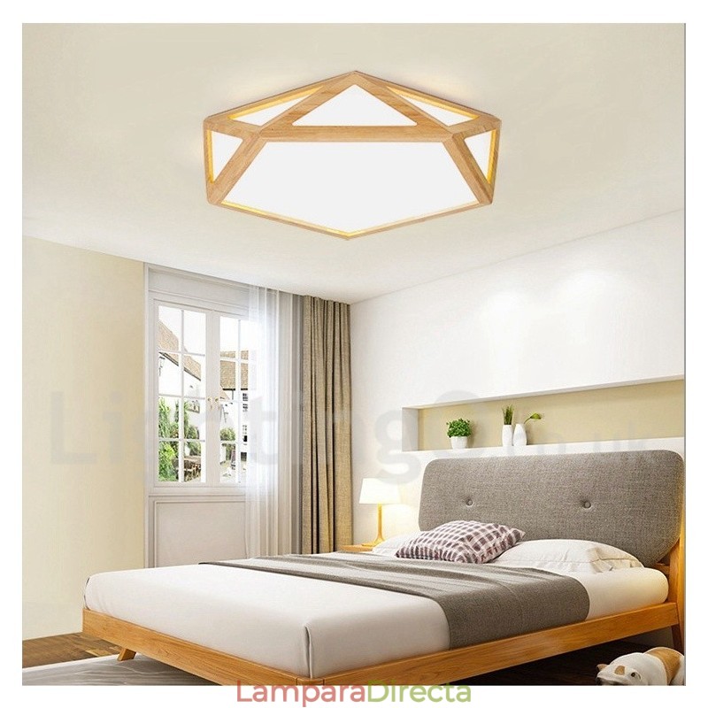 Lámpara de techo de madera regulable de varios estilos con pantalla acrílica, estilo nórdico