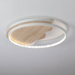 Lámpara de techo ultrafina de madera redonda con forma de nube blanca regulable, también se puede usar como luz de pared.