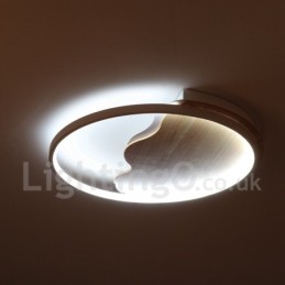 Lámpara de techo ultrafina de madera redonda con forma de nube blanca regulable, también se puede usar como luz de pared.