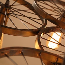 Iluminación estilo loft industrial de hierro forjado, lámpara de araña con ruedas para cafetería