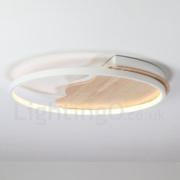 Lámpara de techo ultrafina de madera redonda con forma de nube blanca regulable, también se puede usar como luz de pared.