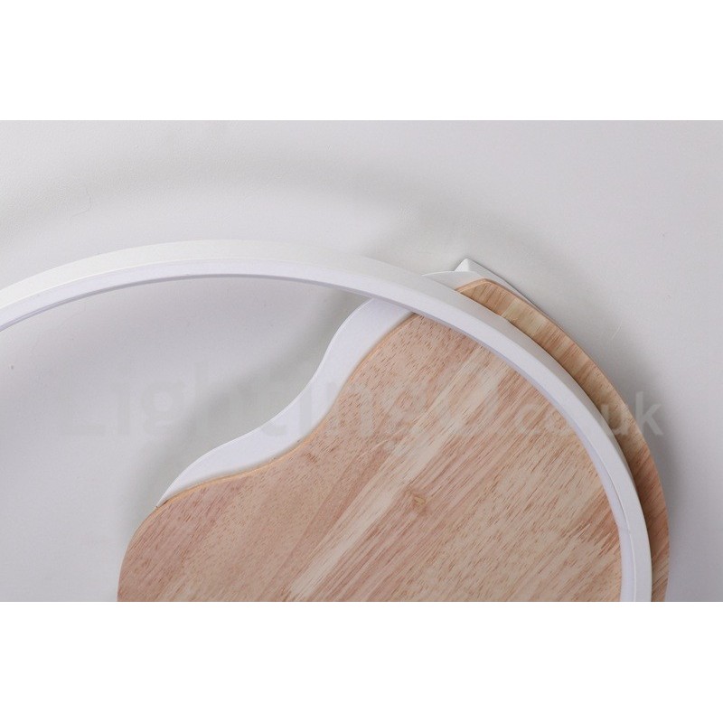 Lámpara de techo ultrafina de madera redonda con forma de nube blanca regulable, también se puede usar como luz de pared.