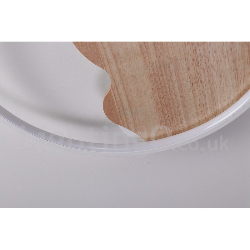 Lámpara de techo ultrafina de madera redonda con forma de nube blanca regulable, también se puede usar como luz de pared.