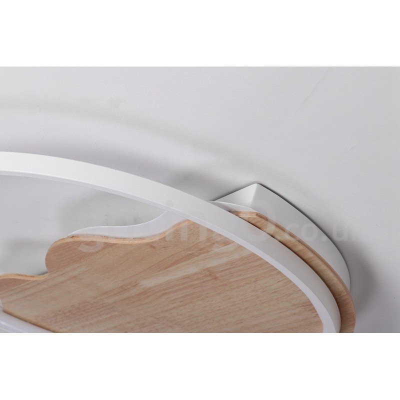 Lámpara de techo ultrafina de madera redonda con forma de nube blanca regulable, también se puede usar como luz de pared.