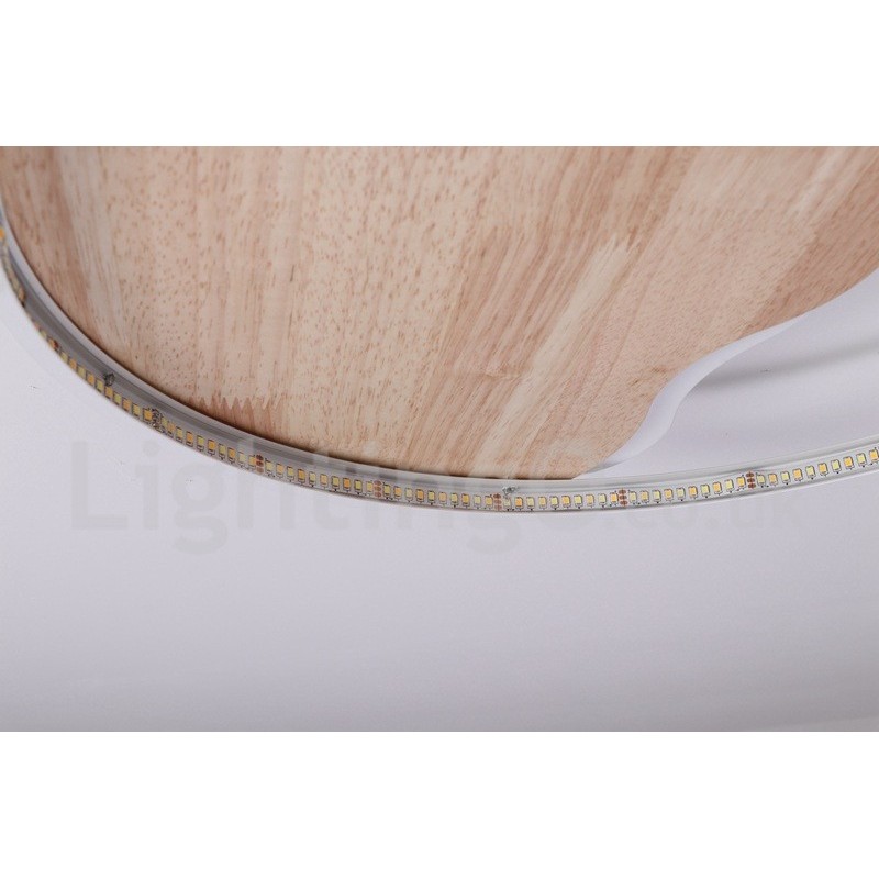 Lámpara de techo ultrafina de madera redonda con forma de nube blanca regulable, también se puede usar como luz de pared.