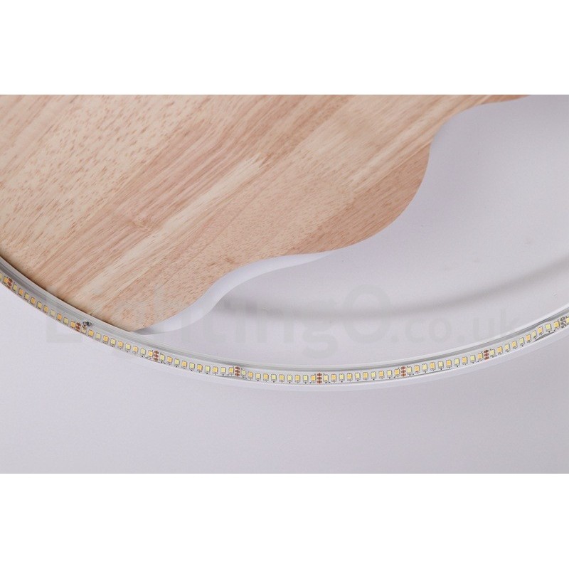 Lámpara de techo ultrafina de madera redonda con forma de nube blanca regulable, también se puede usar como luz de pared.