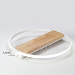 Lámpara de techo ultrafina de madera redonda blanca regulable que también se puede usar como luz de pared.