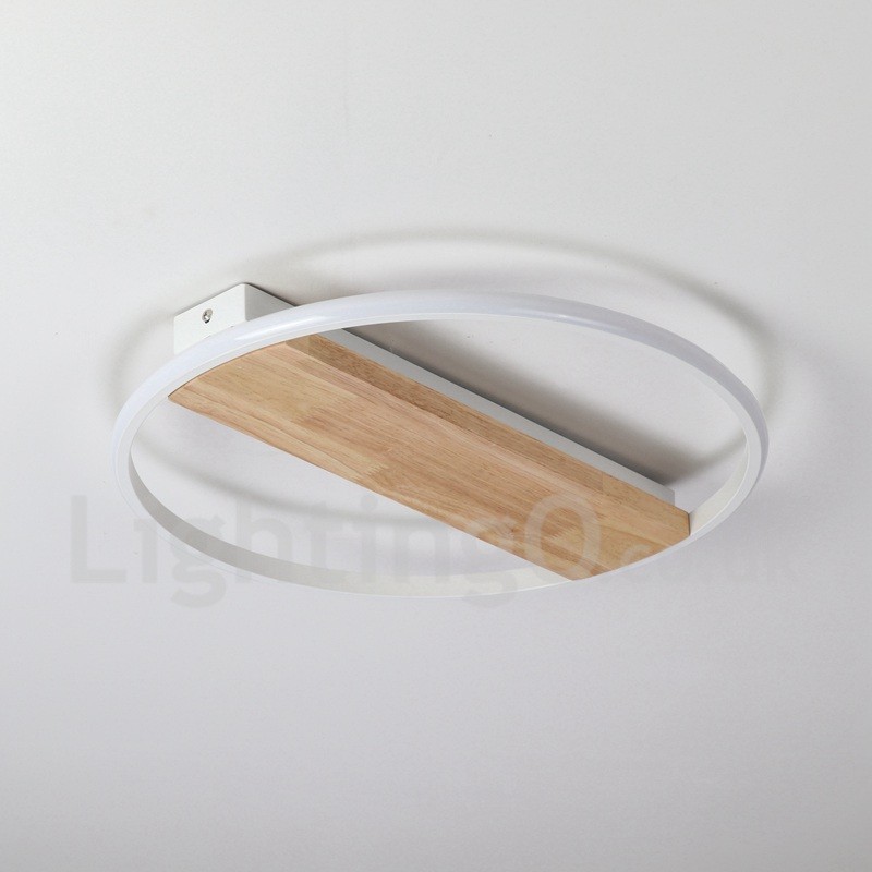 Lámpara de techo ultrafina de madera redonda blanca regulable que también se puede usar como luz de pared.