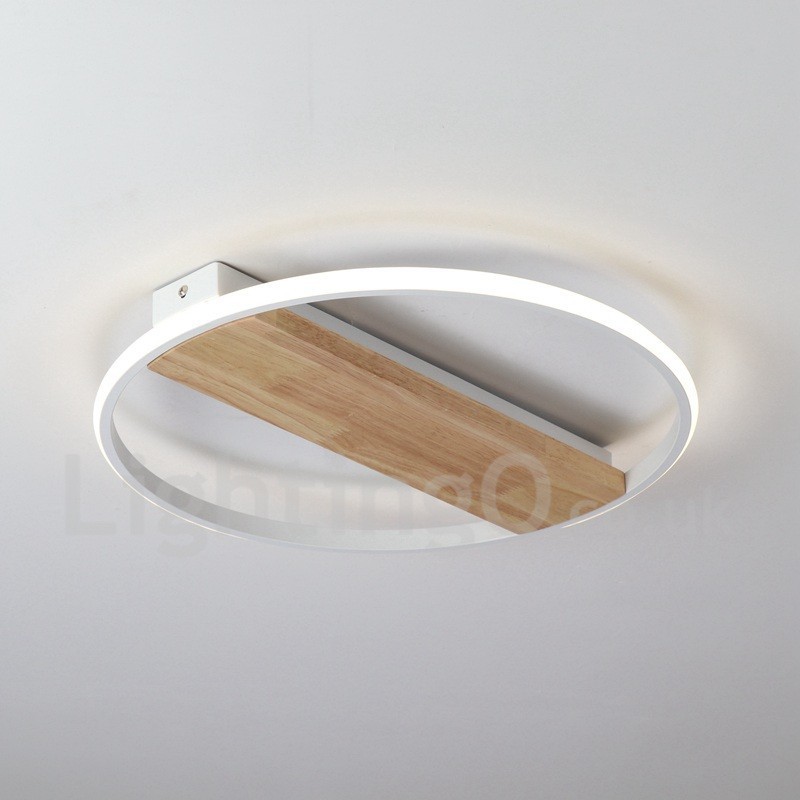 Lámpara de techo ultrafina de madera redonda blanca regulable que también se puede usar como luz de pared.