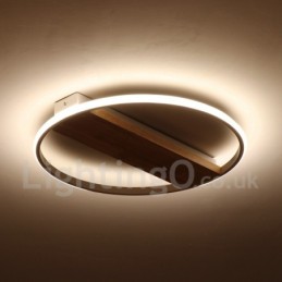 Lámpara de techo ultrafina de madera redonda blanca regulable que también se puede usar como luz de pared.
