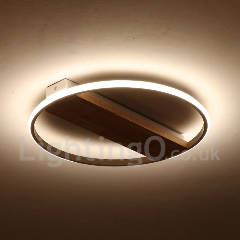 Lámpara de techo ultrafina de madera redonda blanca regulable que también se puede usar como luz de pared.