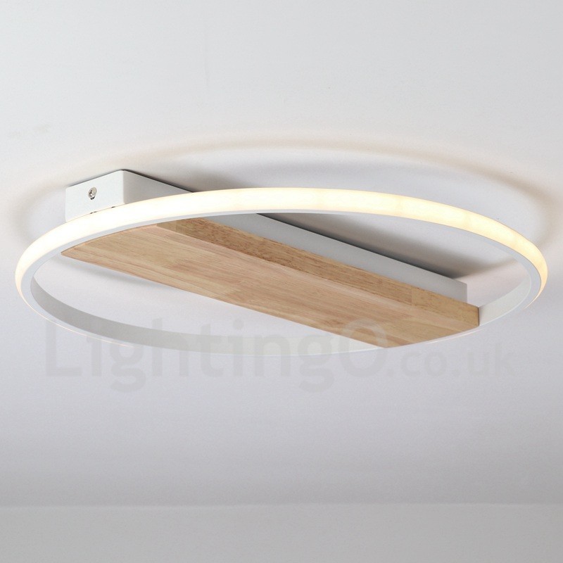 Lámpara de techo ultrafina de madera redonda blanca regulable que también se puede usar como luz de pared.