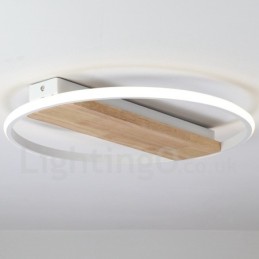 Lámpara de techo ultrafina de madera redonda blanca regulable que también se puede usar como luz de pared.