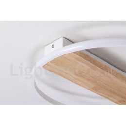 Lámpara de techo ultrafina de madera redonda blanca regulable que también se puede usar como luz de pared.