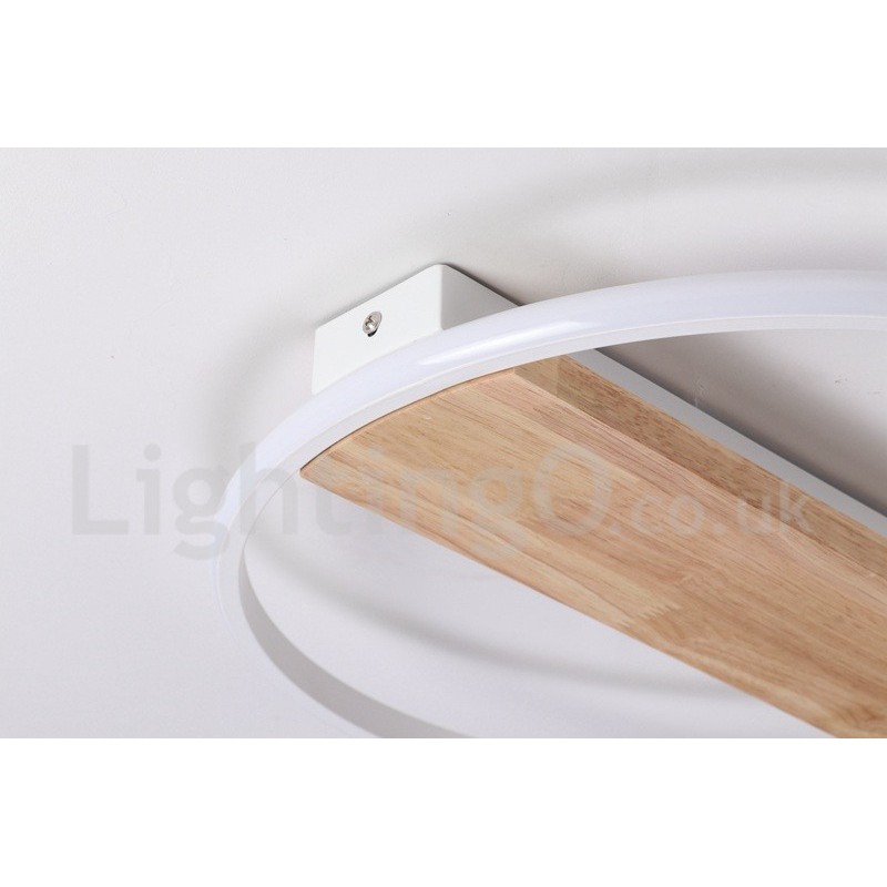 Lámpara de techo ultrafina de madera redonda blanca regulable que también se puede usar como luz de pared.