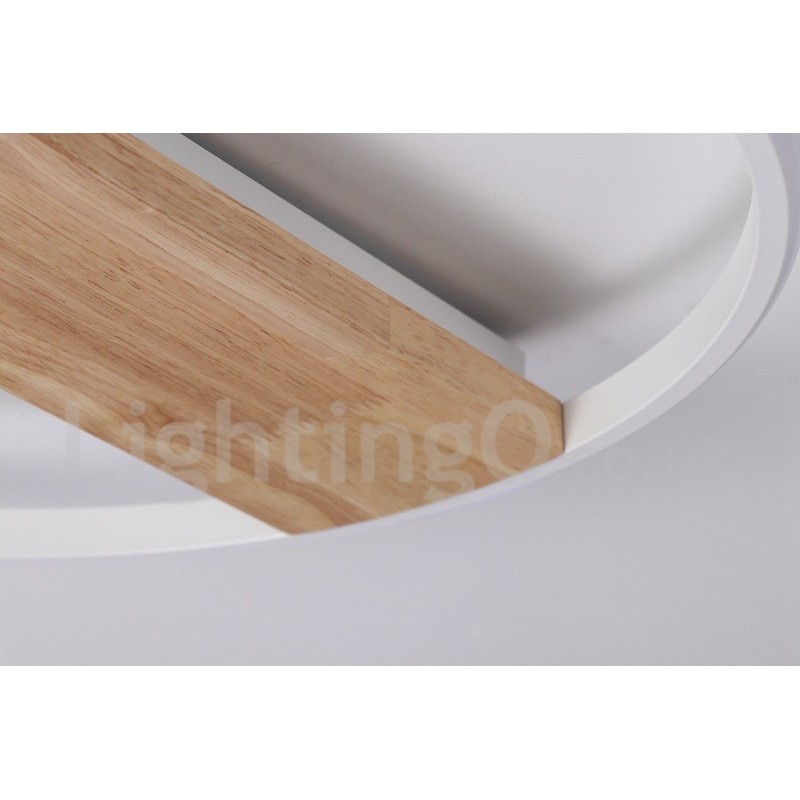 Lámpara de techo ultrafina de madera redonda blanca regulable que también se puede usar como luz de pared.