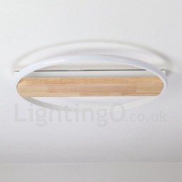 Lámpara de techo ultrafina de madera redonda blanca regulable que también se puede usar como luz de pared.