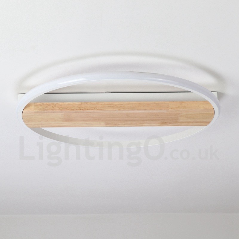 Lámpara de techo ultrafina de madera redonda blanca regulable que también se puede usar como luz de pared.