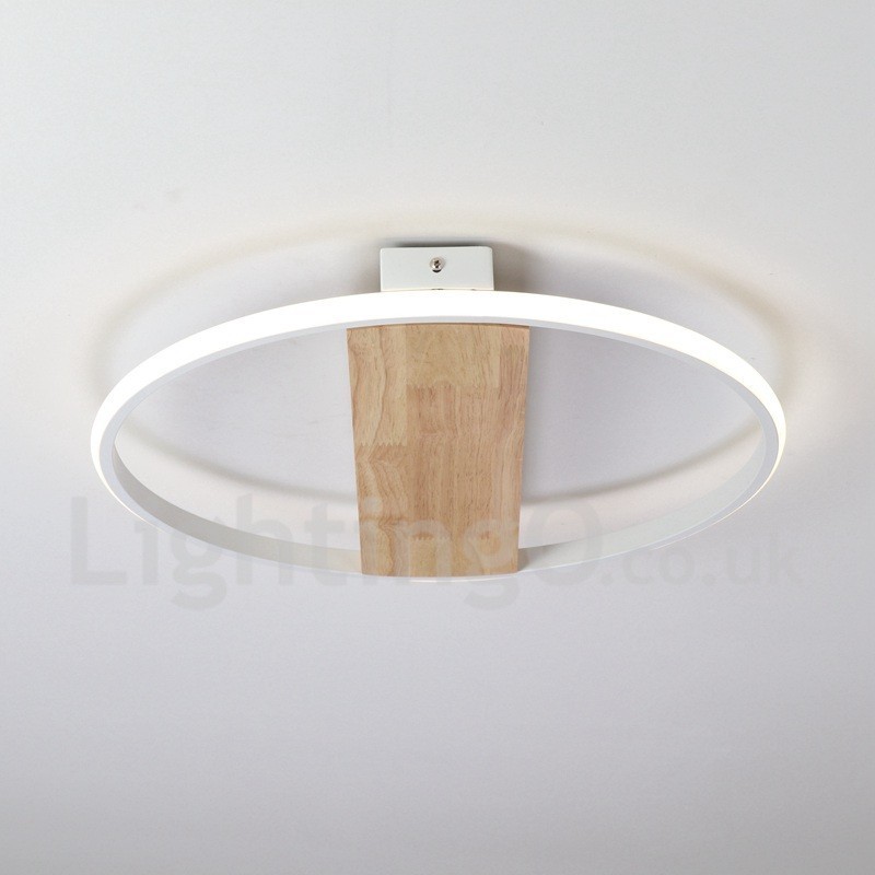 Lámpara de techo ultrafina de madera redonda blanca regulable que también se puede usar como luz de pared.