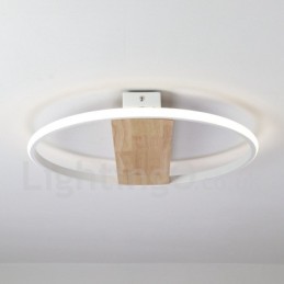 Lámpara de techo ultrafina de madera redonda blanca regulable que también se puede usar como luz de pared.