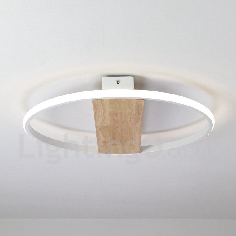 Lámpara de techo ultrafina de madera redonda blanca regulable que también se puede usar como luz de pared.