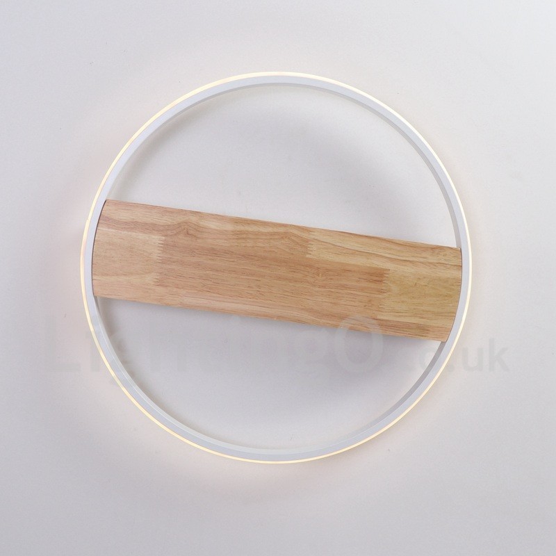 Lámpara de techo ultrafina de madera redonda blanca regulable que también se puede usar como luz de pared.