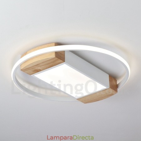 Lámpara de techo ultrafina de madera redonda blanca regulable que también se puede usar como luz de pared. Lámpara de techo ultrafina de madera redonda blanca regulable que también se puede usar como luz de pared.