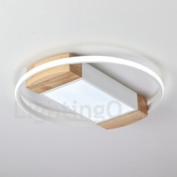 Lámpara de techo ultrafina de madera redonda blanca regulable que también se puede usar como luz de pared.