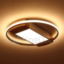 Lámpara de techo ultrafina de madera redonda blanca regulable que también se puede usar como luz de pared.