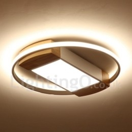 Lámpara de techo ultrafina de madera redonda blanca regulable que también se puede usar como luz de pared.