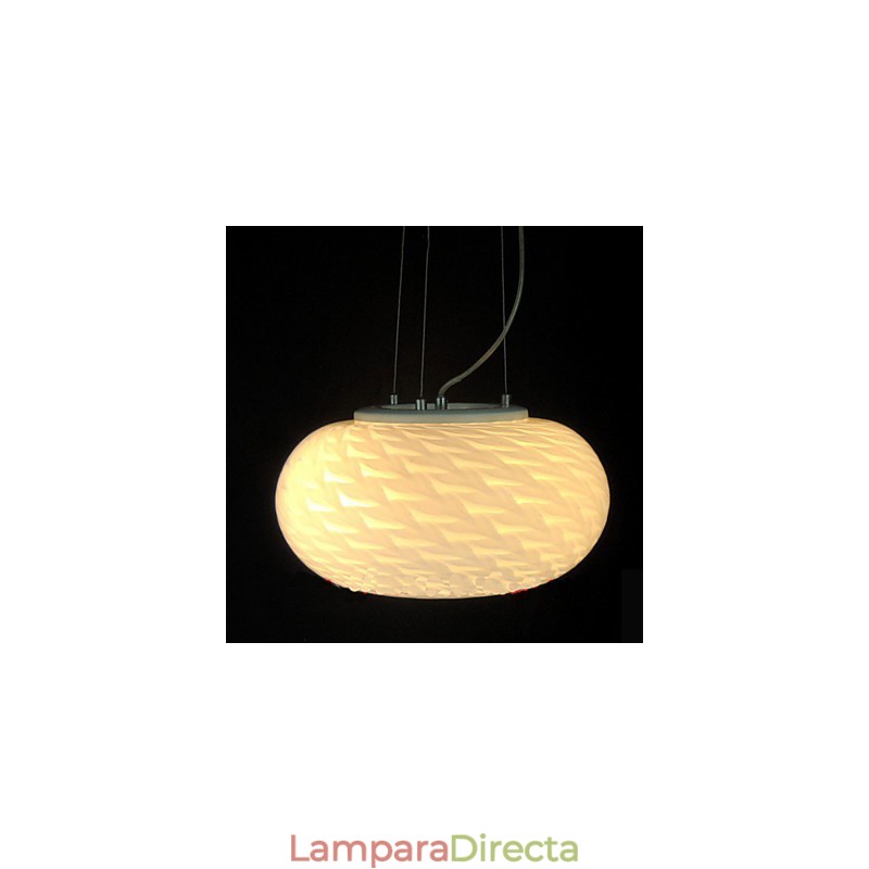 Lámpara de araña minimalista moderna tallada en blanco lechoso