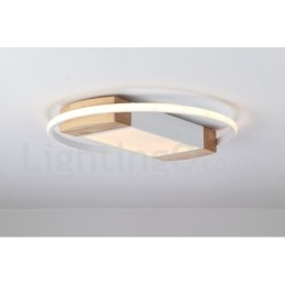 Lámpara de techo ultrafina de madera redonda blanca regulable que también se puede usar como luz de pared.