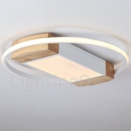 Lámpara de techo ultrafina de madera redonda blanca regulable que también se puede usar como luz de pared.