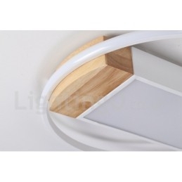Lámpara de techo ultrafina de madera redonda blanca regulable que también se puede usar como luz de pared.