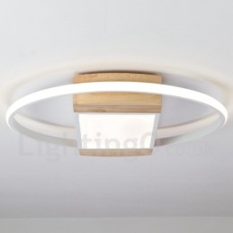 Lámpara de techo ultrafina de madera redonda blanca regulable que también se puede usar como luz de pared.