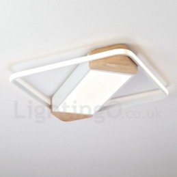 Lámpara de techo ultrafina cuadrada de madera blanca regulable que también se puede usar como luz de pared.