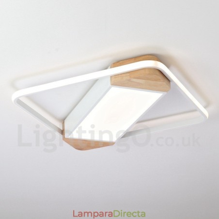 Lámpara de techo ultrafina cuadrada de madera blanca regulable que también se puede usar como luz de pared. Lámpara de techo ultrafina cuadrada de madera blanca regulable que también se puede usar como luz de pared.