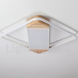 Lámpara de techo ultrafina cuadrada de madera blanca regulable que también se puede usar como luz de pared.