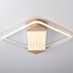 Lámpara de techo ultrafina cuadrada de madera blanca regulable que también se puede usar como luz de pared.