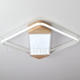 Lámpara de techo ultrafina cuadrada de madera blanca regulable que también se puede usar como luz de pared.