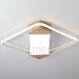 Lámpara de techo ultrafina cuadrada de madera blanca regulable que también se puede usar como luz de pared.