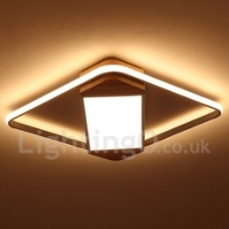 Lámpara de techo ultrafina cuadrada de madera blanca regulable que también se puede usar como luz de pared.