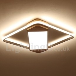 Lámpara de techo ultrafina cuadrada de madera blanca regulable que también se puede usar como luz de pared.