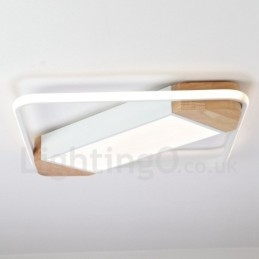 Lámpara de techo ultrafina cuadrada de madera blanca regulable que también se puede usar como luz de pared.