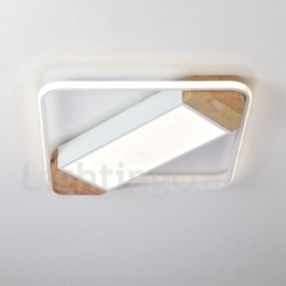 Lámpara de techo ultrafina cuadrada de madera blanca regulable que también se puede usar como luz de pared.