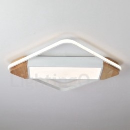 Lámpara de techo ultrafina cuadrada de madera blanca regulable que también se puede usar como luz de pared.
